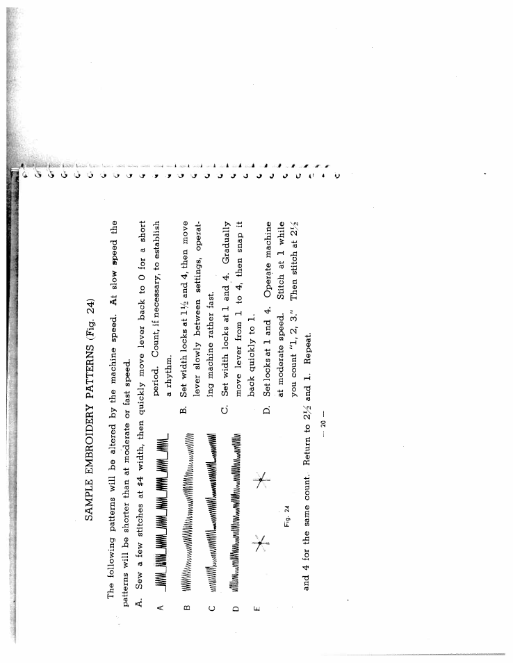Jiliuiuiuiumlm, Sample embroidery patterns (fig. 24) | SINGER W2134 User Manual | Page 16 / 31