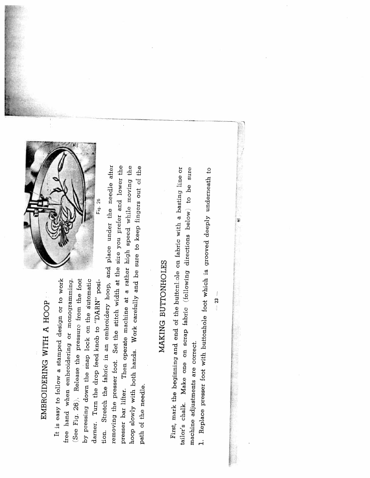 Embroidering with a hoop, Making buttonholes | SINGER W2134 User Manual | Page 19 / 31
