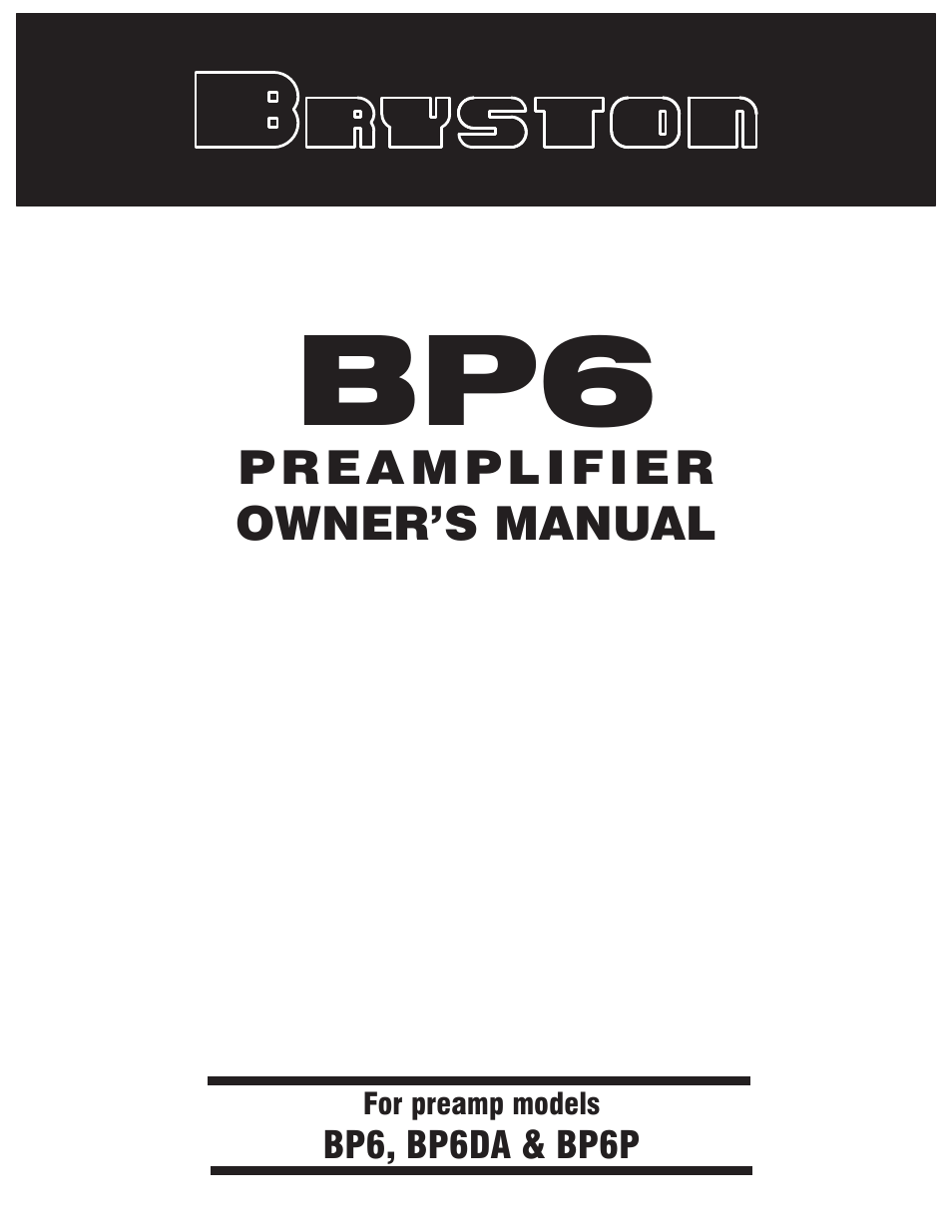 Bryston BP6P User Manual | 6 pages