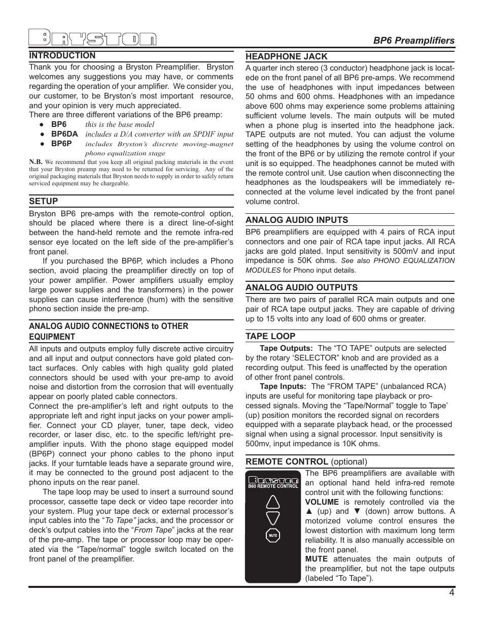 Bryston BP6P User Manual | Page 5 / 6