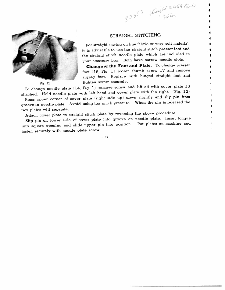 Straight stitching, Straight stitching -13 | SINGER W2137 User Manual | Page 14 / 38