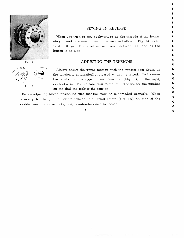 Sewing in reverse, Adjusting the tensions | SINGER W2137 User Manual | Page 16 / 38