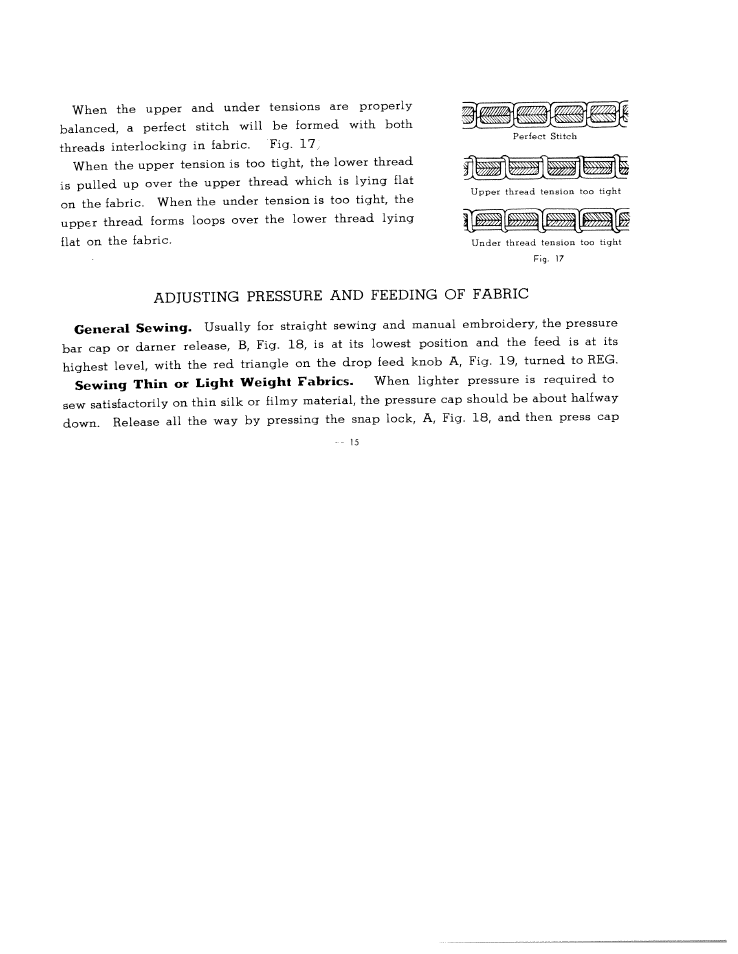 Adjusting pressure and feeding of fabric | SINGER W2137 User Manual | Page 17 / 38