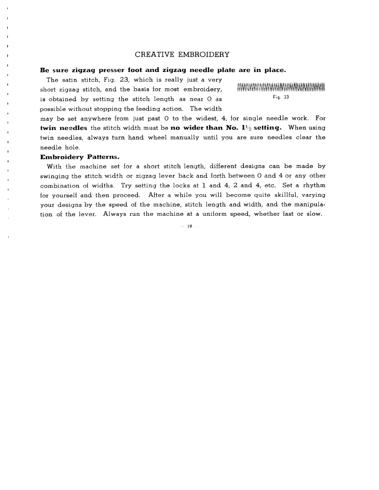 Creative embroidery | SINGER W2137 User Manual | Page 21 / 38