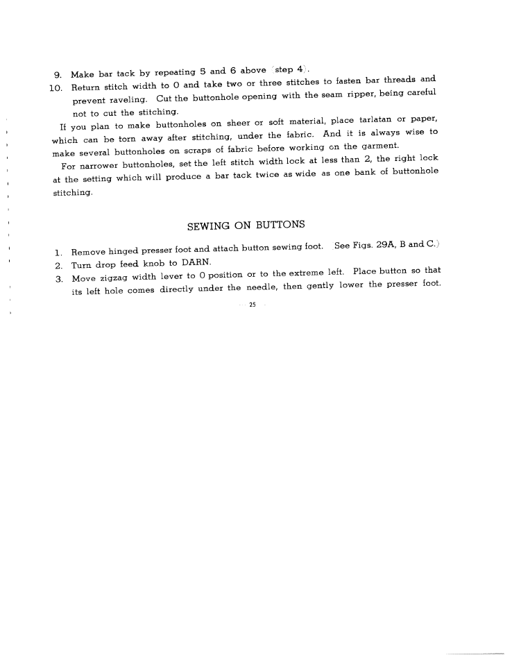 Sewing on buttons, Sewing on buttons -26 | SINGER W2137 User Manual | Page 27 / 38