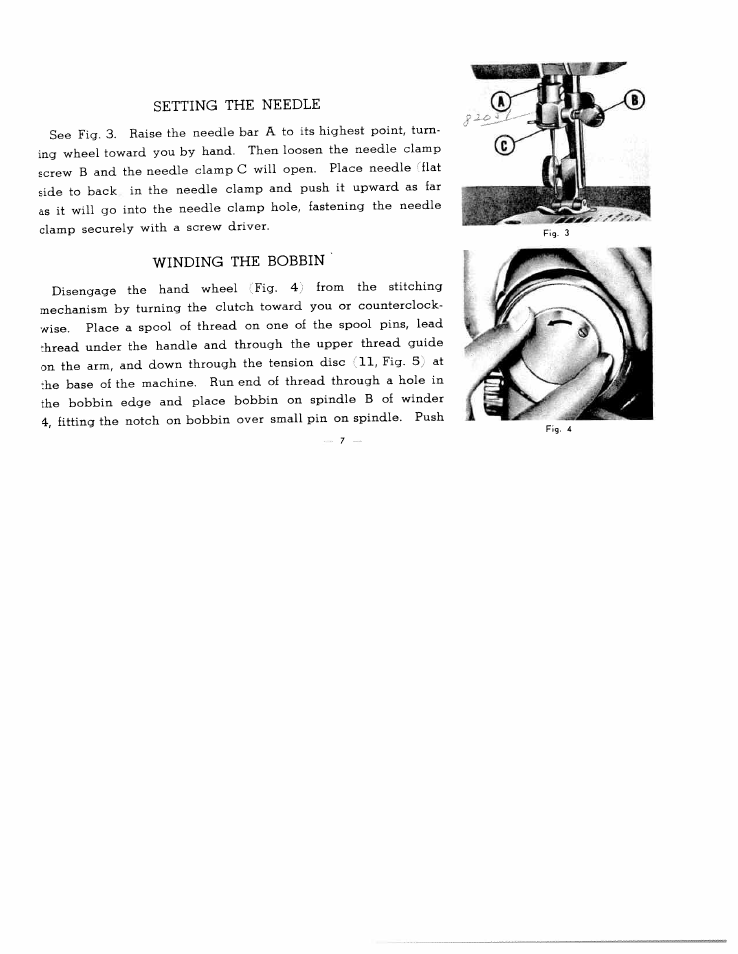 Setting the needle, Winding the bobbin, Setting the needle winding the bobbin -8 | SINGER W2137 User Manual | Page 9 / 38