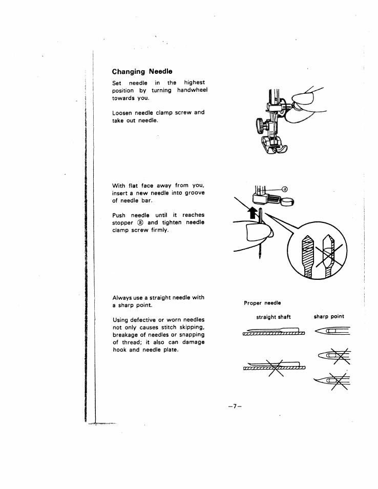 Changing needle | SINGER W221N User Manual | Page 10 / 45