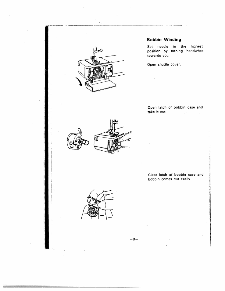 Bobbin winding | SINGER W221N User Manual | Page 11 / 45