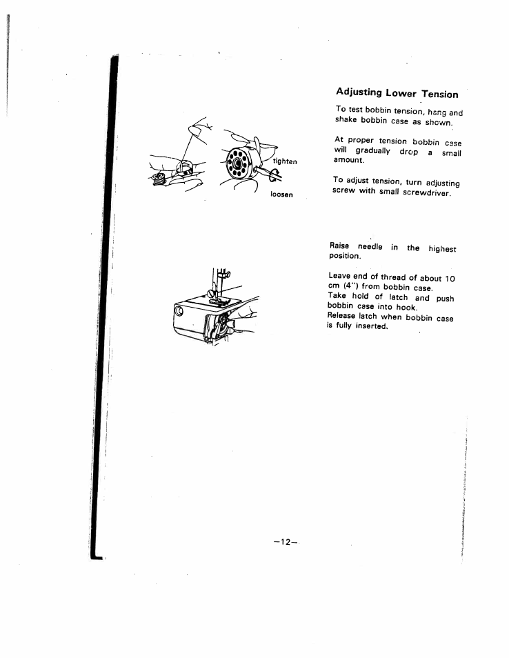 Adjusting lower tension | SINGER W221N User Manual | Page 15 / 45