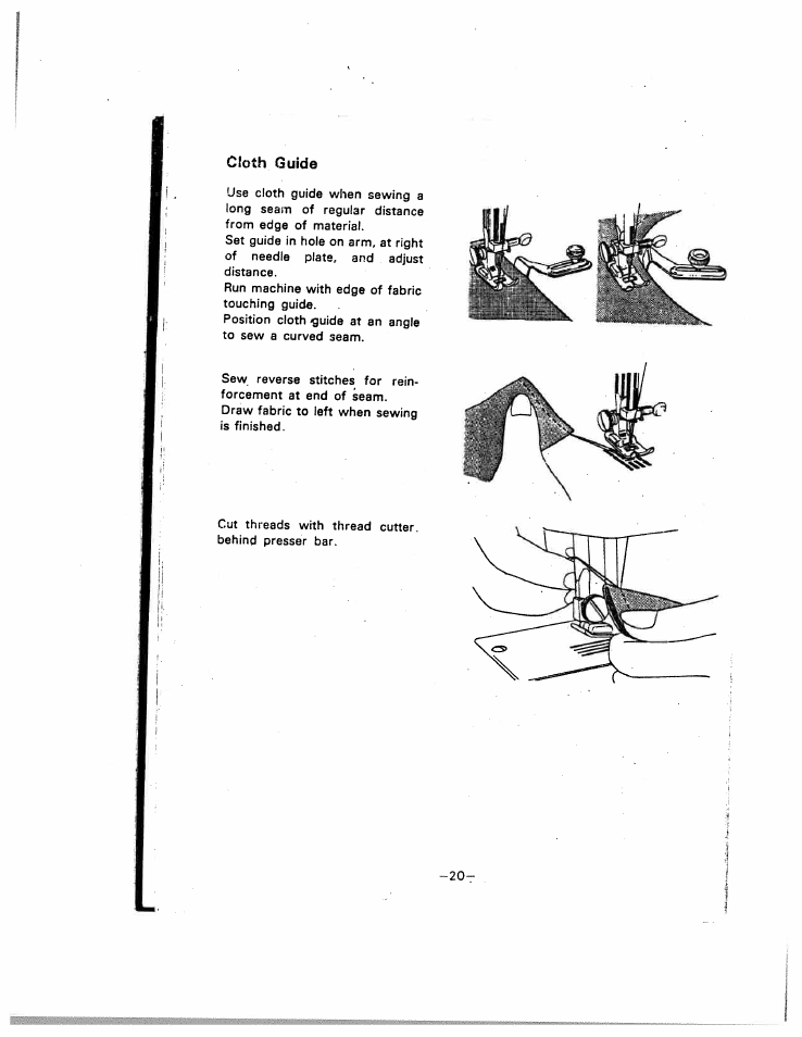 Cloth guide | SINGER W221N User Manual | Page 23 / 45