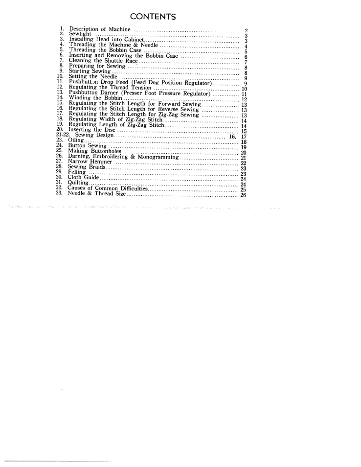 SINGER W231 User Manual | Page 2 / 27