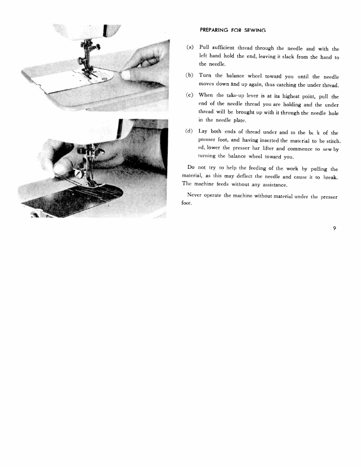 Preparing for sewing | SINGER W311 User Manual | Page 10 / 38