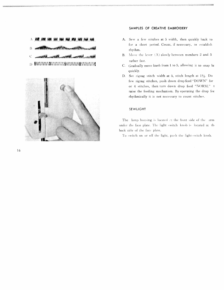 Samples of creative embroidery, Sewlight, I tl | SINGER W311 User Manual | Page 17 / 38