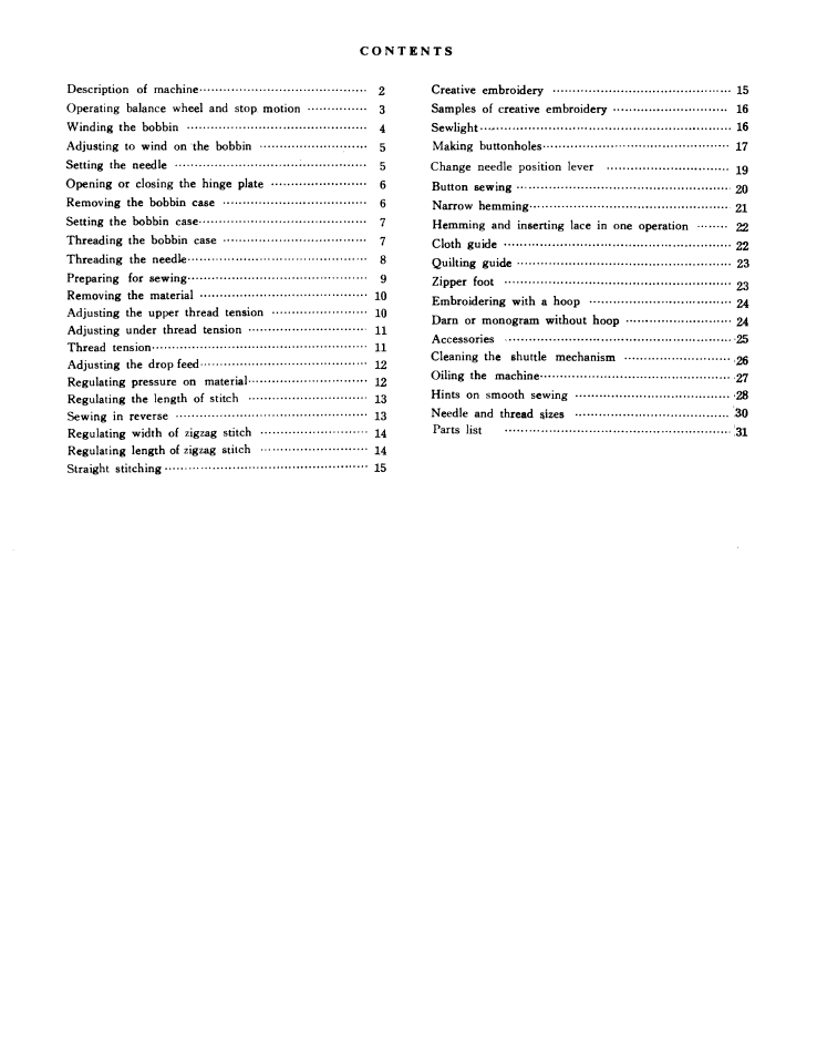 SINGER W311 User Manual | Page 2 / 38
