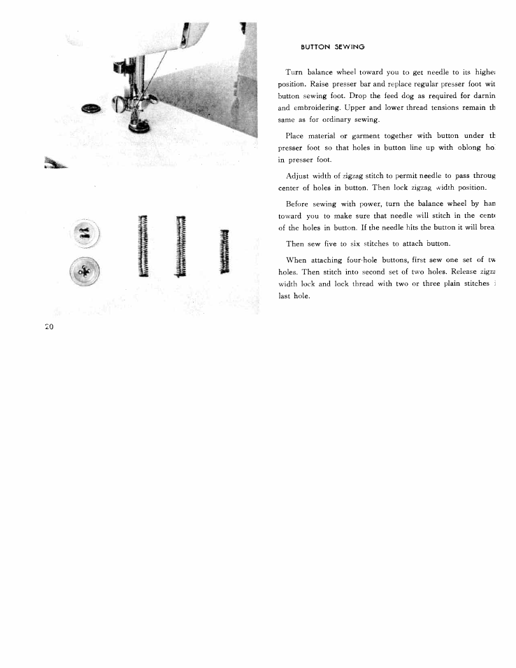 Button sewing | SINGER W311 User Manual | Page 21 / 38