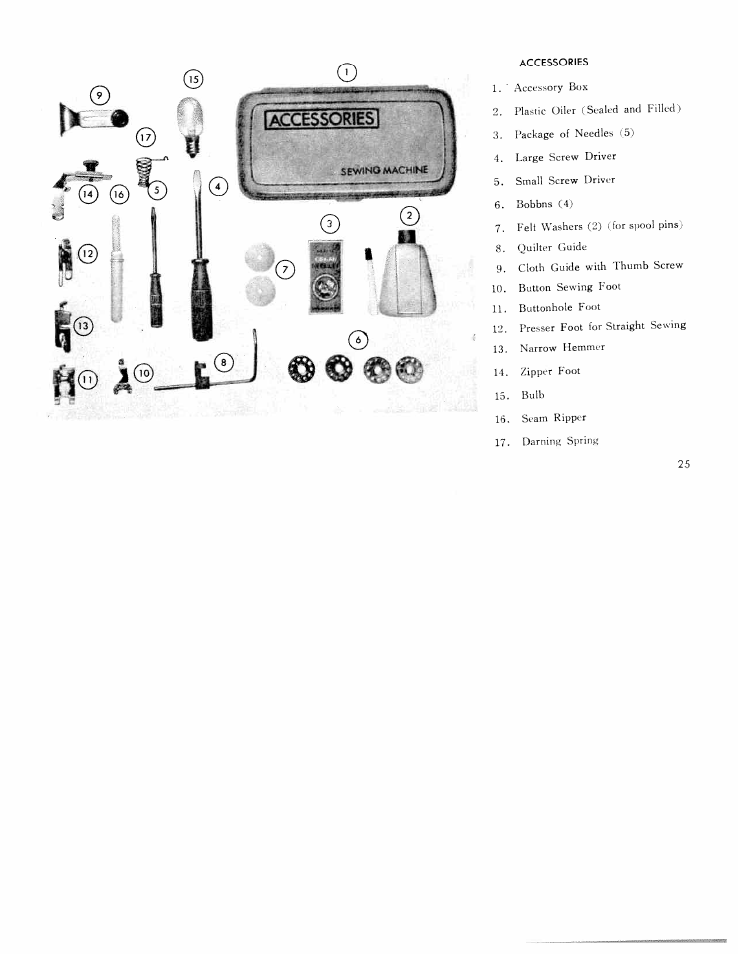 Accessories, O[accessories | SINGER W311 User Manual | Page 26 / 38
