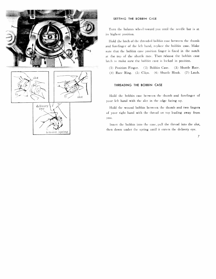 Threading the bobbin case, Setting the bobbin case | SINGER W311 User Manual | Page 8 / 38