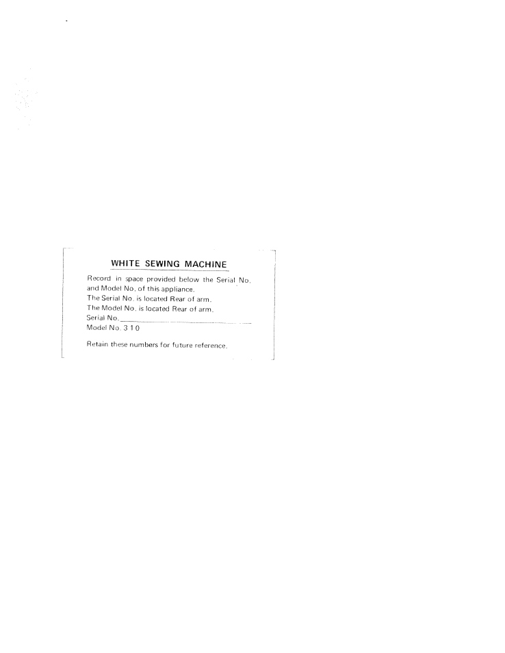 SINGER W310 User Manual | Page 2 / 39