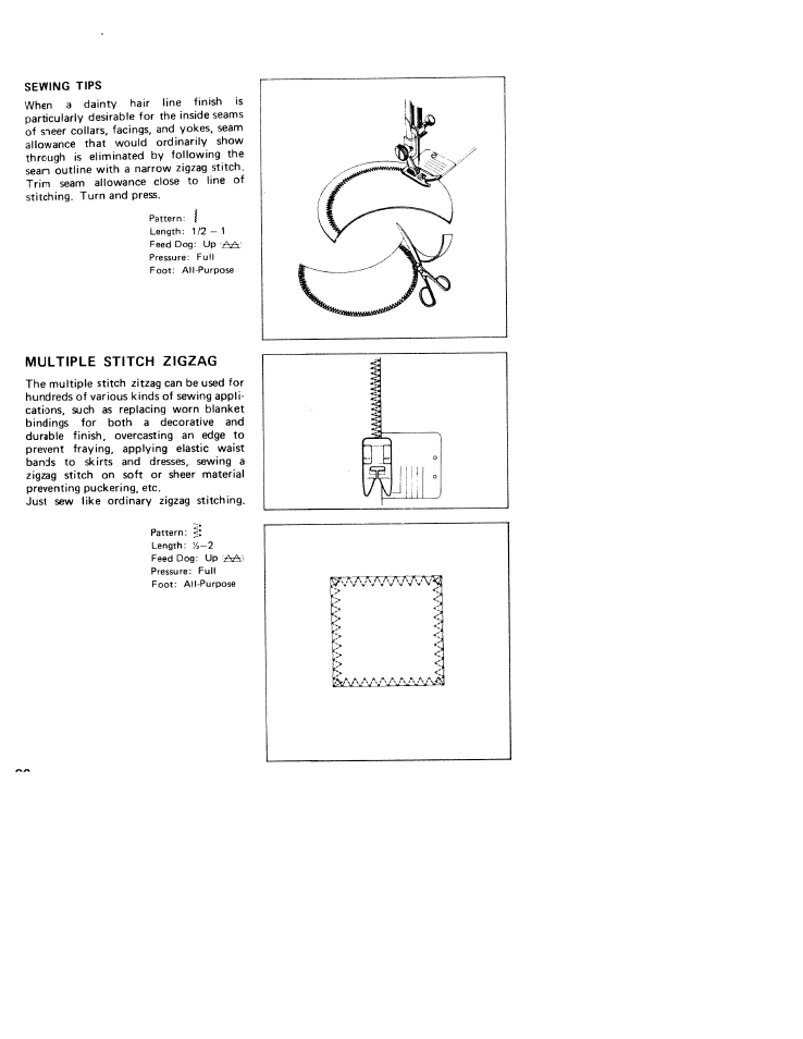 Multiple stitch zigzag | SINGER W310 User Manual | Page 28 / 39