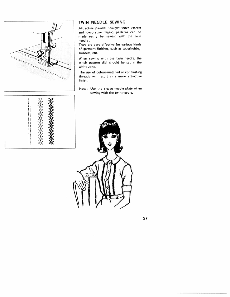 Twin needle sewing | SINGER W310 User Manual | Page 29 / 39