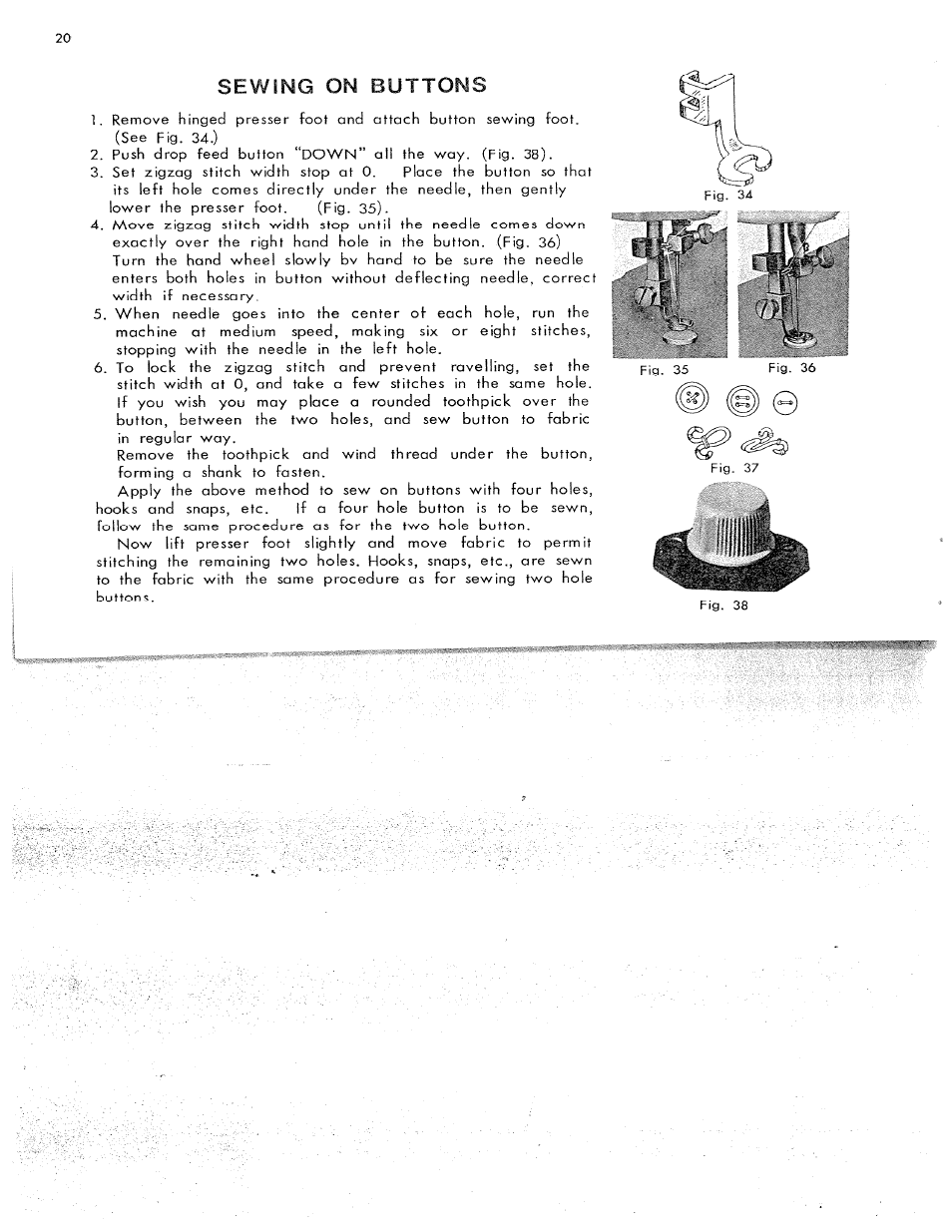 Sewing on buttons | SINGER W311 User Manual | Page 21 / 50