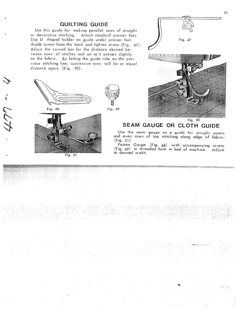 Quilting guide, Seam gauge or cloth guide | SINGER W311 User Manual | Page 26 / 50