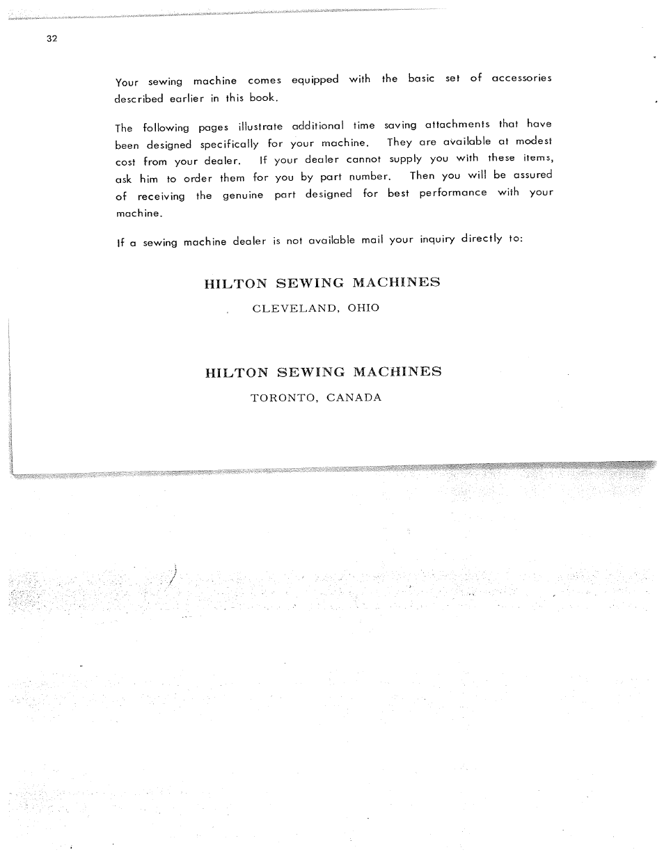 Hilton sewing machines, Cleveland, ohio, Toronto, canada | SINGER W311 User Manual | Page 33 / 50
