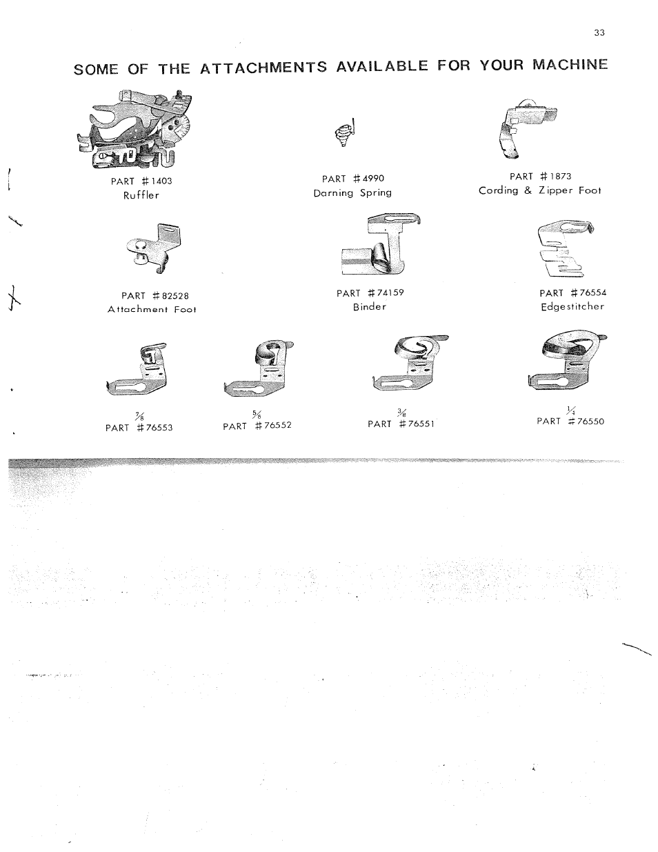 Some of the attachments available for your machine | SINGER W311 User Manual | Page 34 / 50