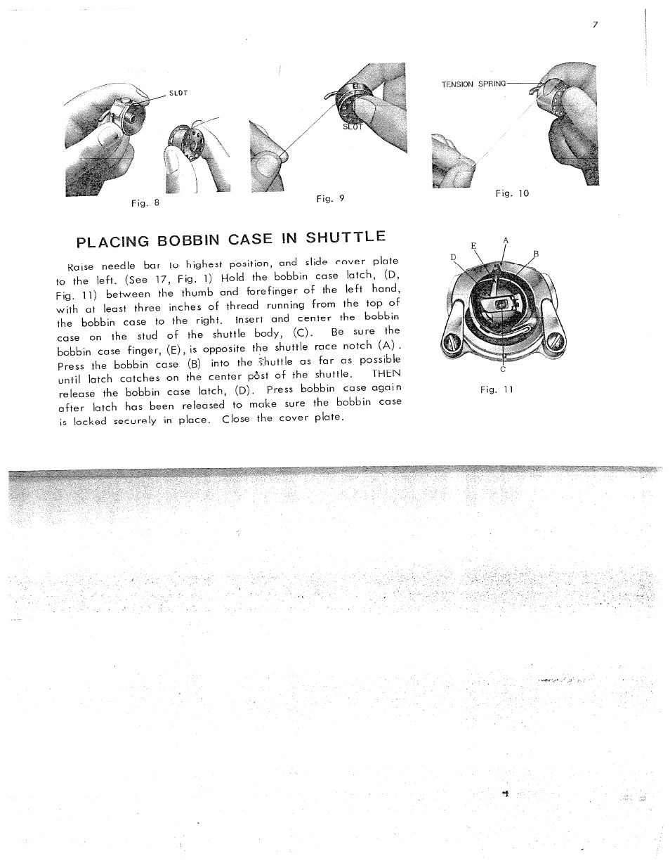 Placing bobbin case in shuttle | SINGER W311 User Manual | Page 8 / 50