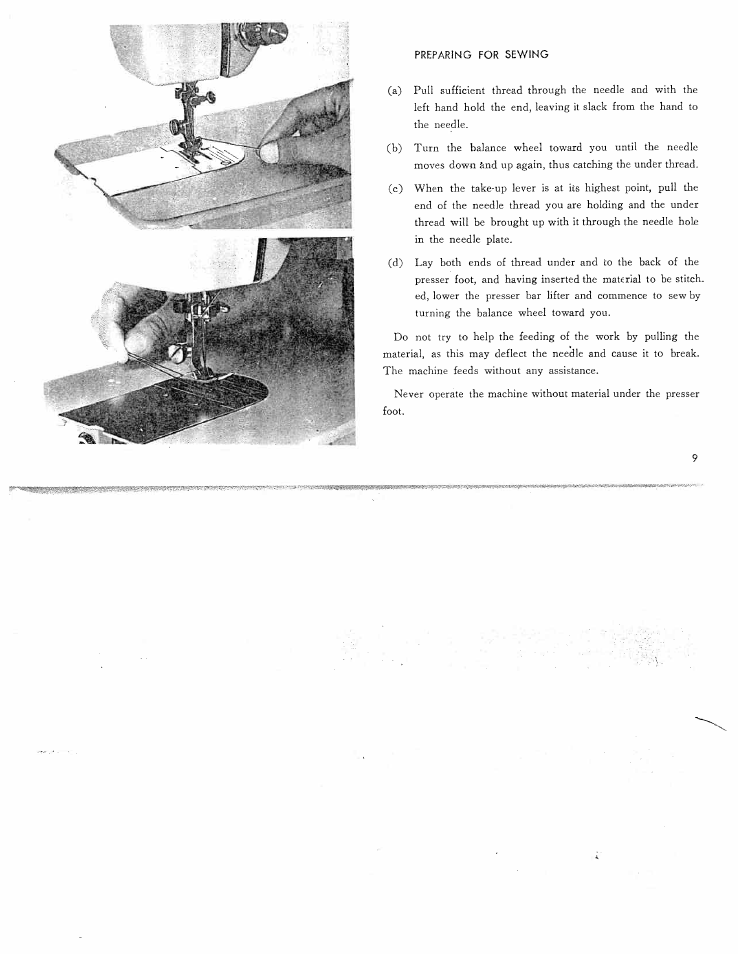 Preparing for sewing, Preparing for, Sewing | SINGER W311 BBS User Manual | Page 11 / 50