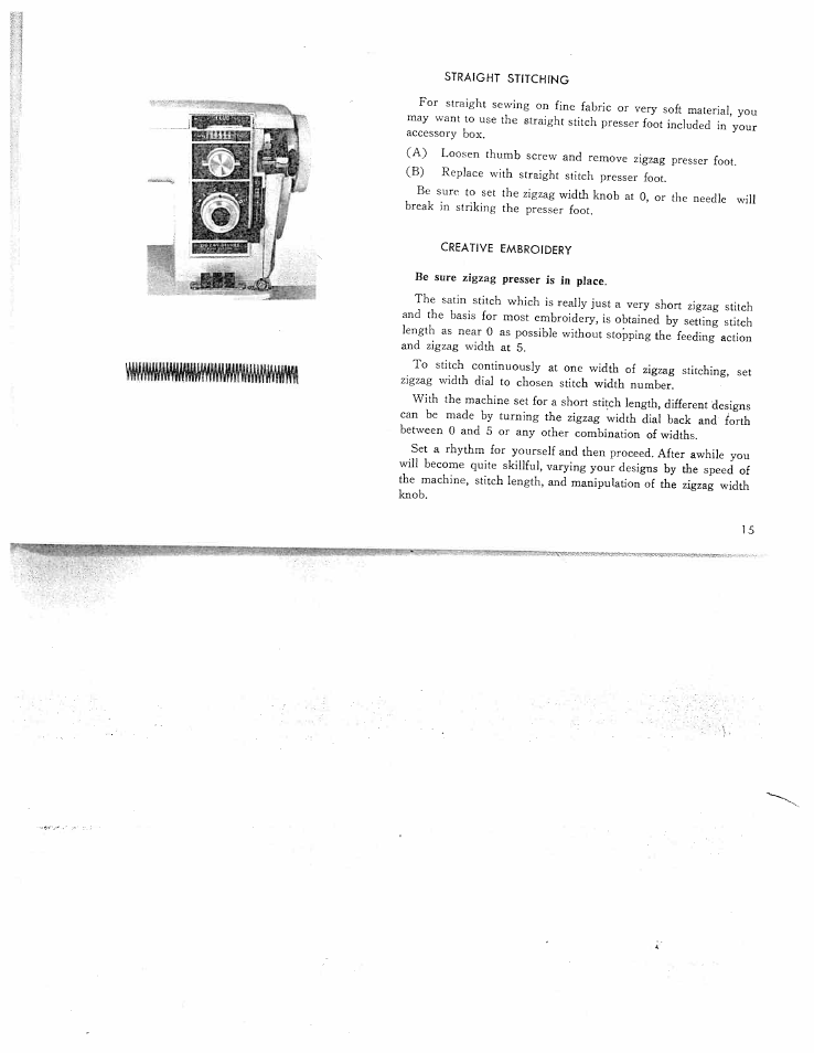 Straight stitching, Creative embroidery | SINGER W311 BBS User Manual | Page 17 / 50