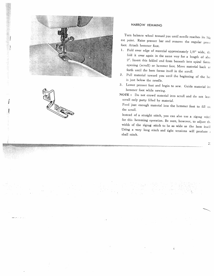Narrow hemming | SINGER W311 BBS User Manual | Page 25 / 50