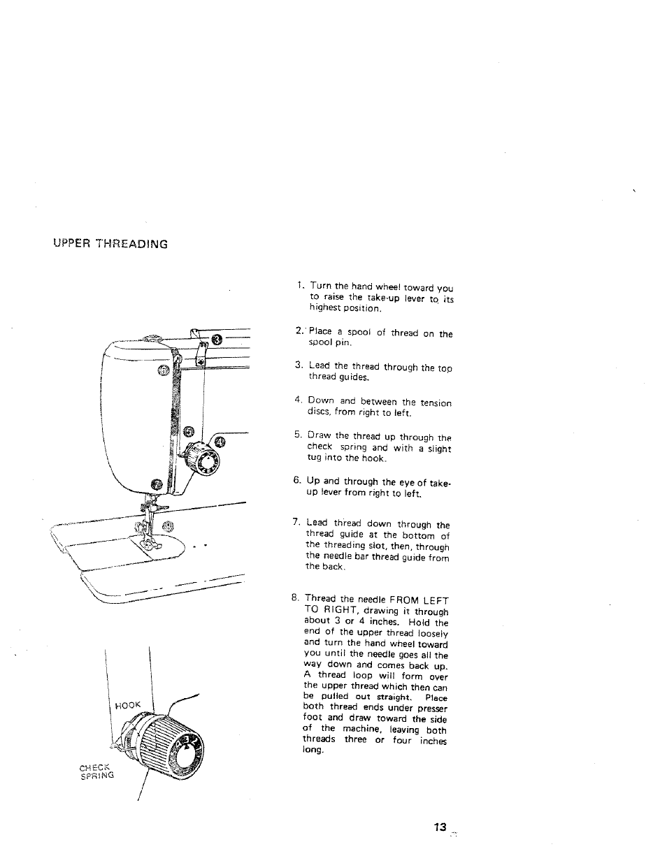 Upper threading | SINGER W312 Old User Manual | Page 13 / 46