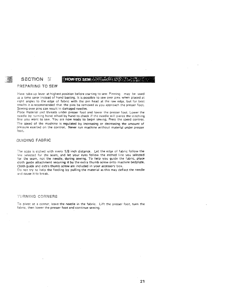 SINGER W312 Old User Manual | Page 21 / 46