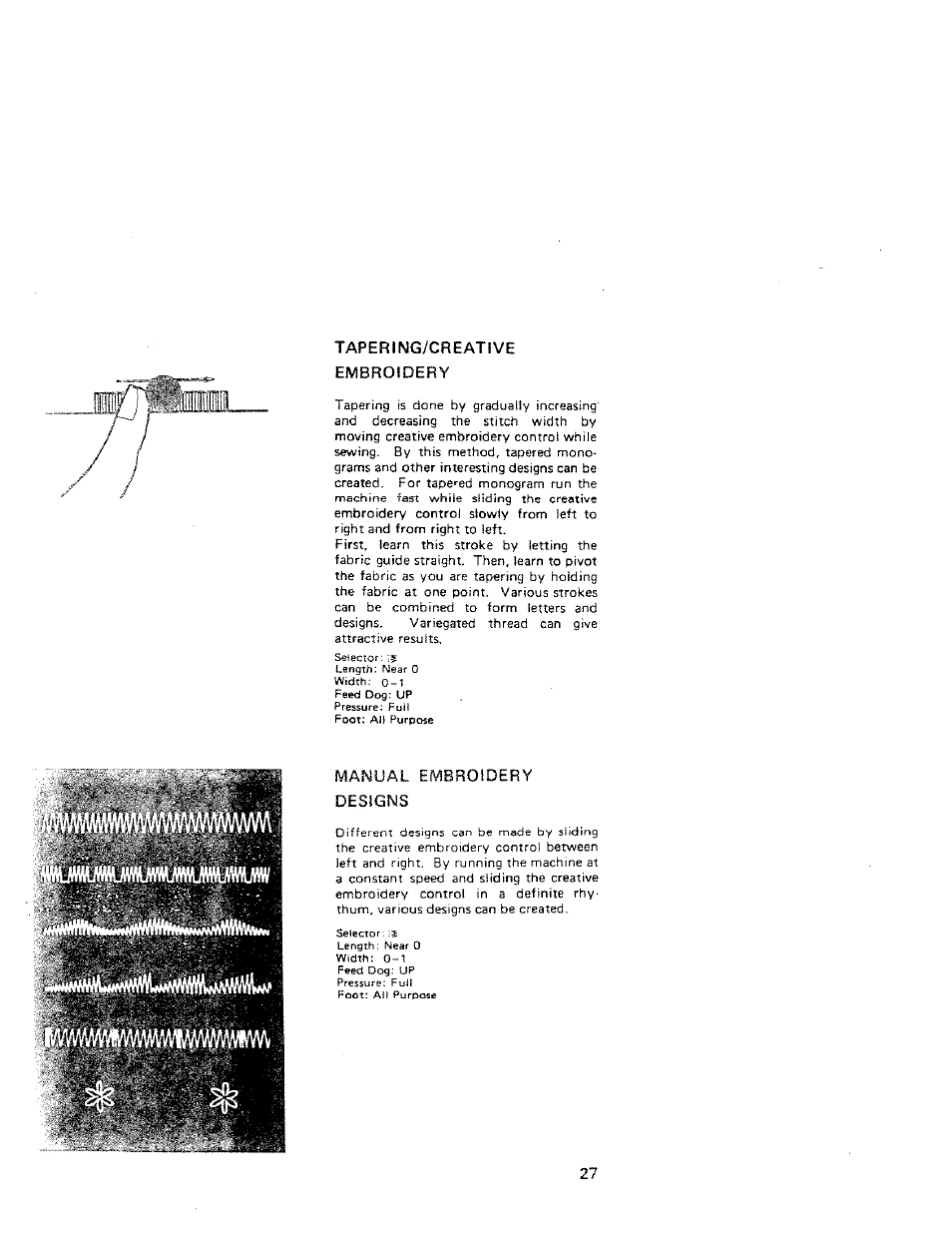 Taperiimg/creative, Embroidery, Maisiual embroidery designs | Manual embroidery, Designs, Taperiimg/creative embroidery | SINGER W312 Old User Manual | Page 27 / 46