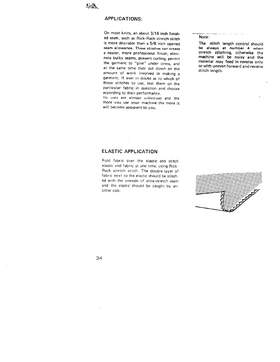 Appltcatioi^s, Elastic application | SINGER W312 Old User Manual | Page 34 / 46