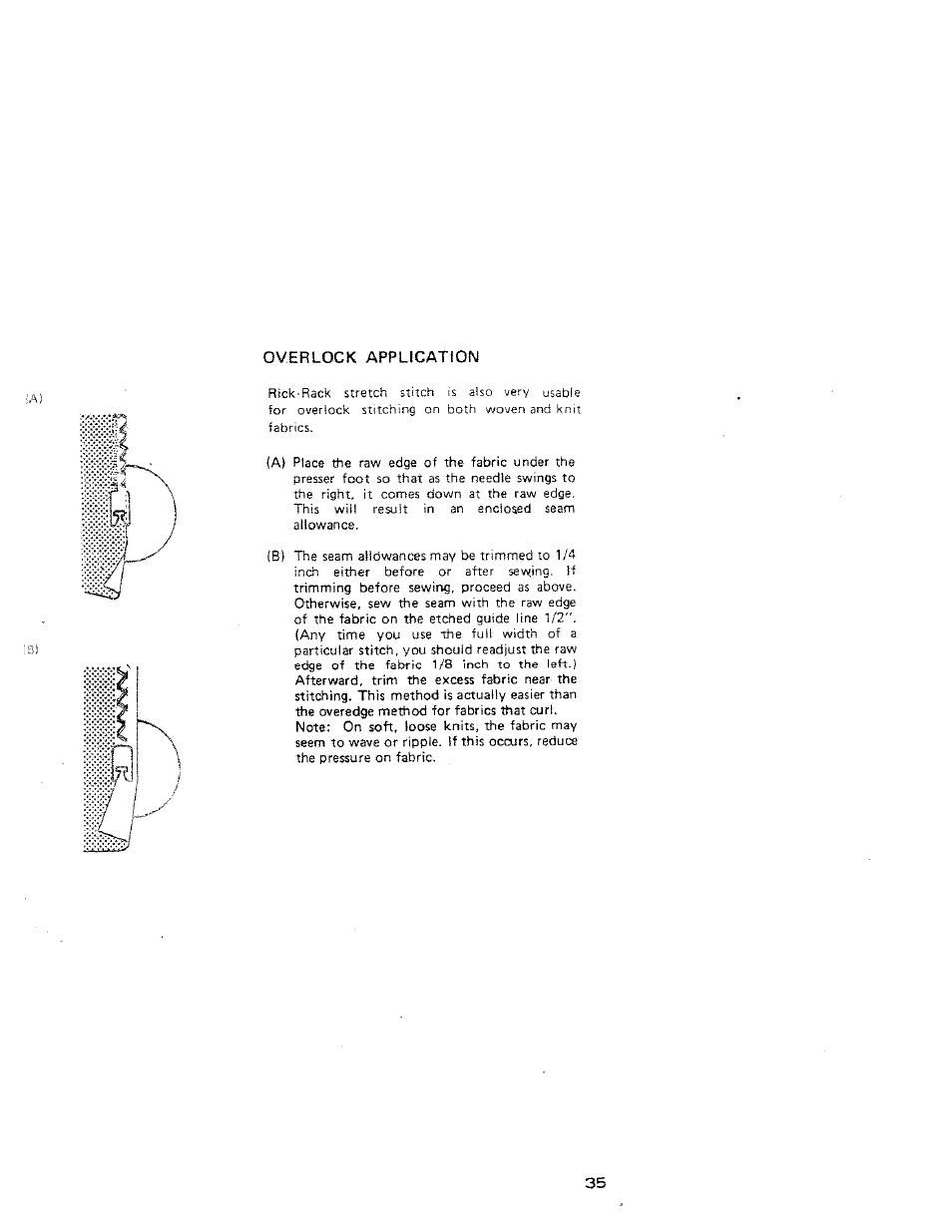 Overlook application | SINGER W312 Old User Manual | Page 35 / 46