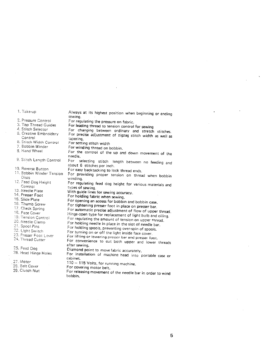 SINGER W312 Old User Manual | Page 5 / 46