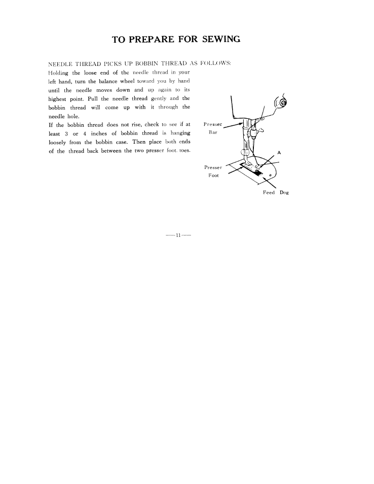 To prepare for sewing | SINGER W3851 User Manual | Page 14 / 35