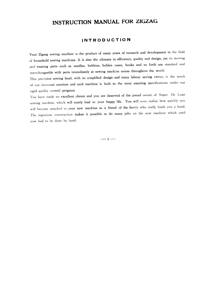 Instruction manual for zigzag | SINGER W3851 User Manual | Page 5 / 35