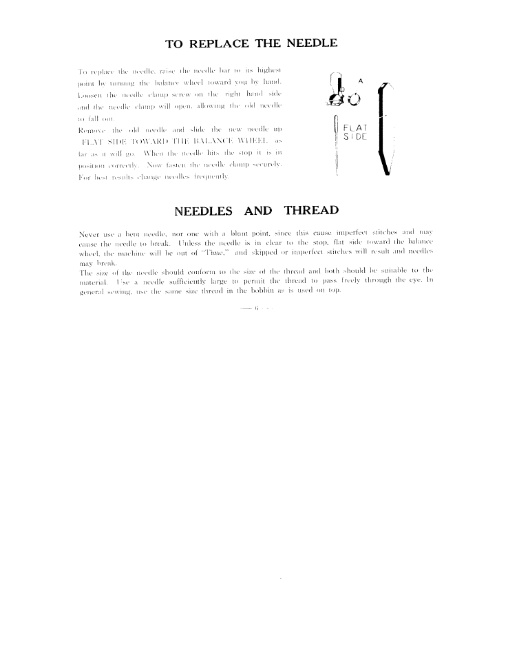 Needles and thread, F l a t | SINGER W3851 User Manual | Page 9 / 35