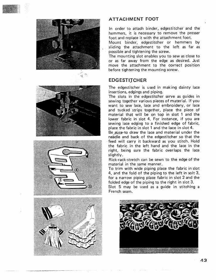 Attachment foot, Edgestitcher | SINGER W426 User Manual | Page 42 / 48