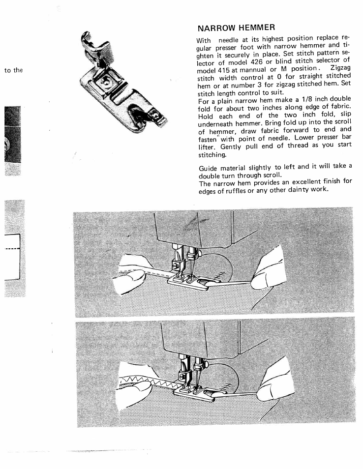 Narrow hemmer | SINGER W426 User Manual | Page 46 / 48