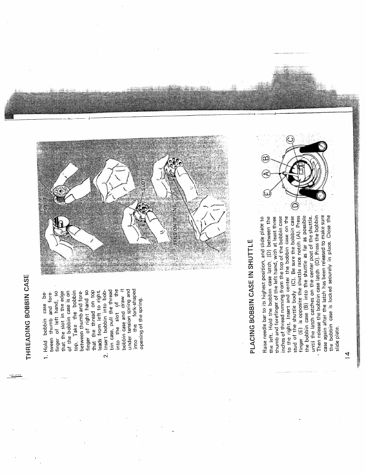 Placing bobbin case in shuttle | SINGER W431 User Manual | Page 15 / 50