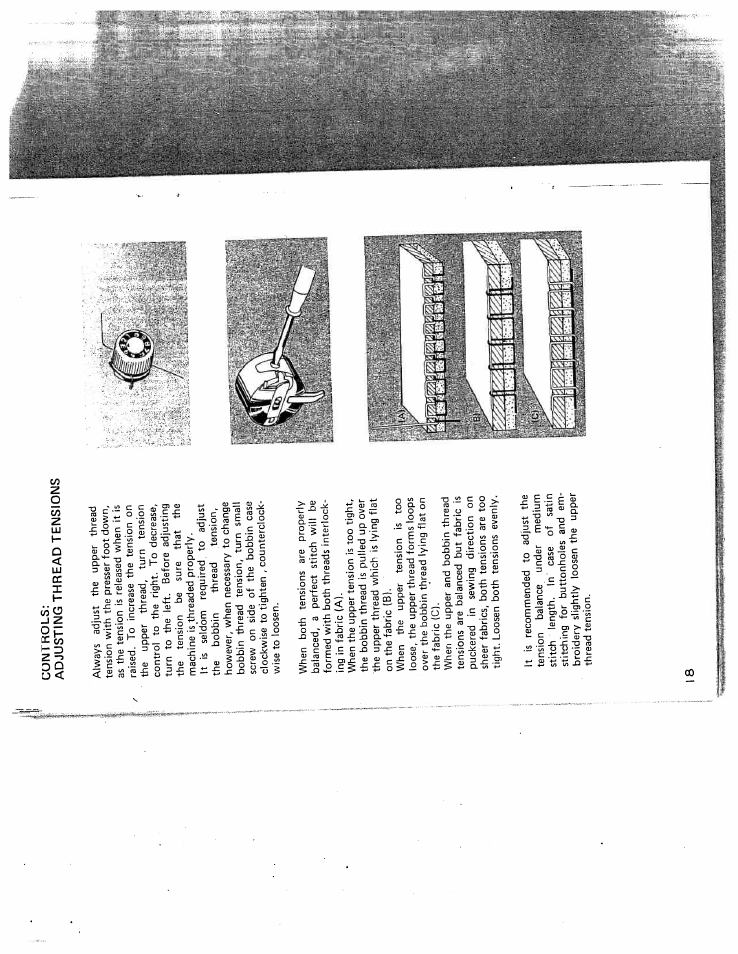 Controls, Adjusting thread tensions | SINGER W431 User Manual | Page 19 / 50