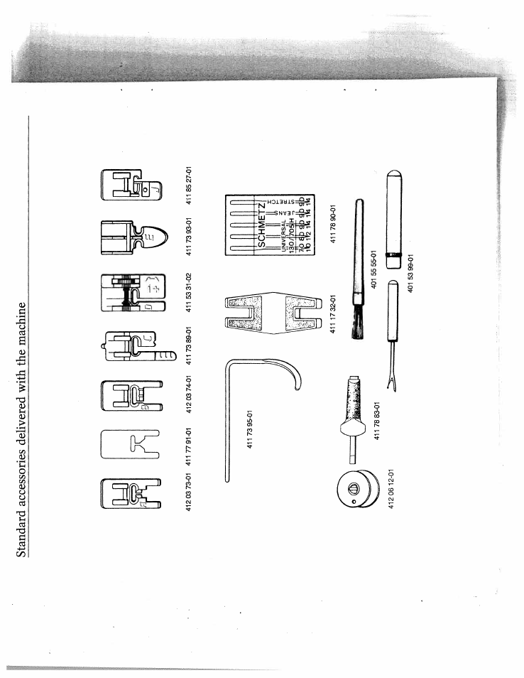 Standard accessories delivered with the machine | SINGER W4910 Euroflair User Manual | Page 2 / 52