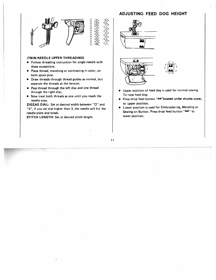 Adjusting feed dog height | SINGER W511 User Manual | Page 12 / 35