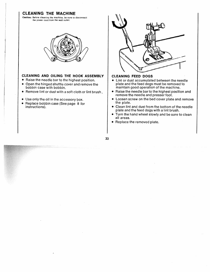 Cleaning the machine | SINGER W511 User Manual | Page 34 / 35