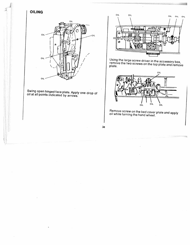 Oiling | SINGER W511 User Manual | Page 35 / 35