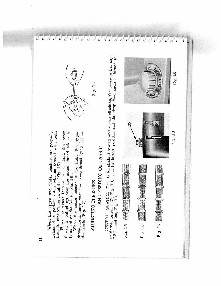 Adjusting pressure, And feeding of fabric | SINGER W5135 User Manual | Page 14 / 28